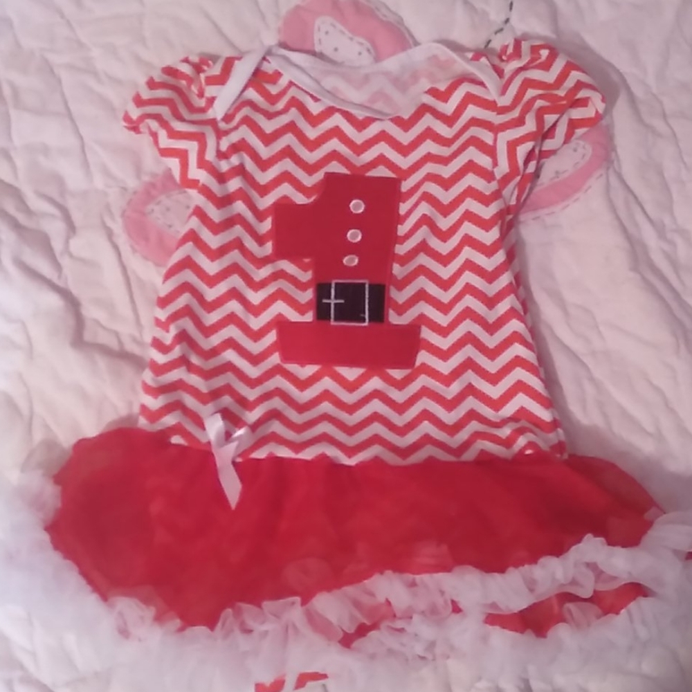 Red 1st Christmas 12 month Dress/Onsie
